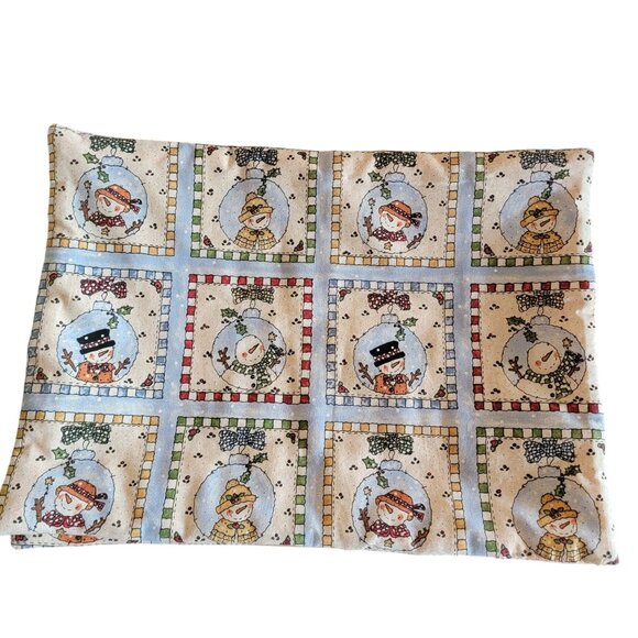 VTG 80s 90s Y2k Cottage core Snowman-Themed Quilted Placemats - Picture 1 of 11